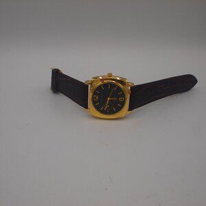 Milagro Black & Gold Face WATCH. Brown Leather Band. Brand New.